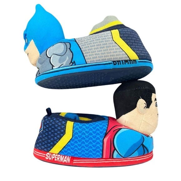 Bundle & Save Batman Superman Slippers Plush‎ Novelty DC Comics Superhero 11/12 - Picture 1 of 9